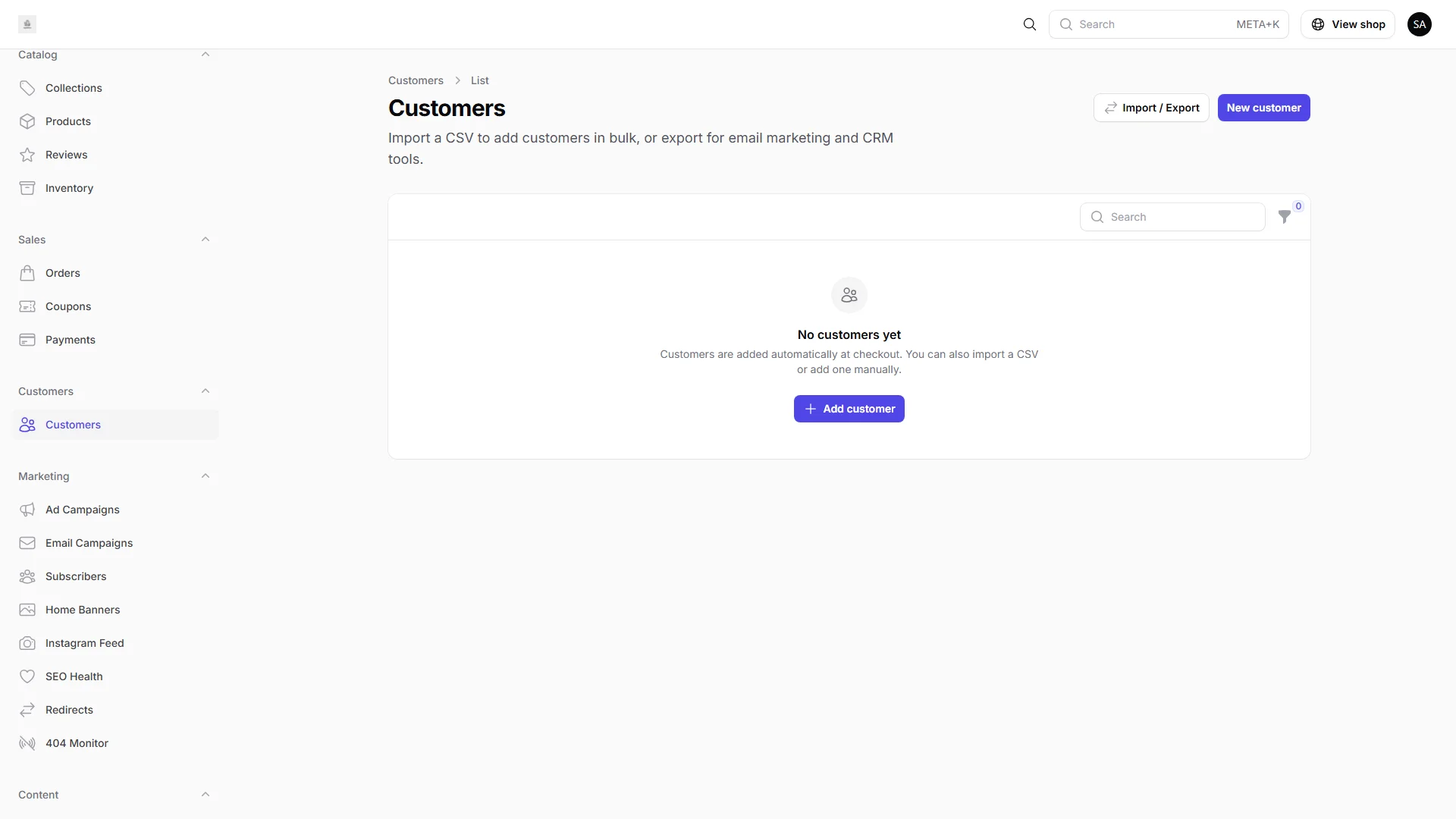 IMNORIO admin customers list with names, emails, and order counts.
