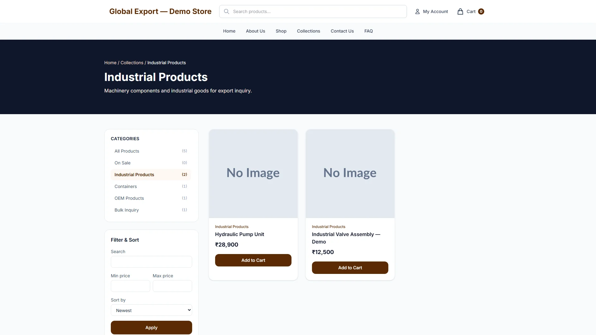 Global Export collection preview