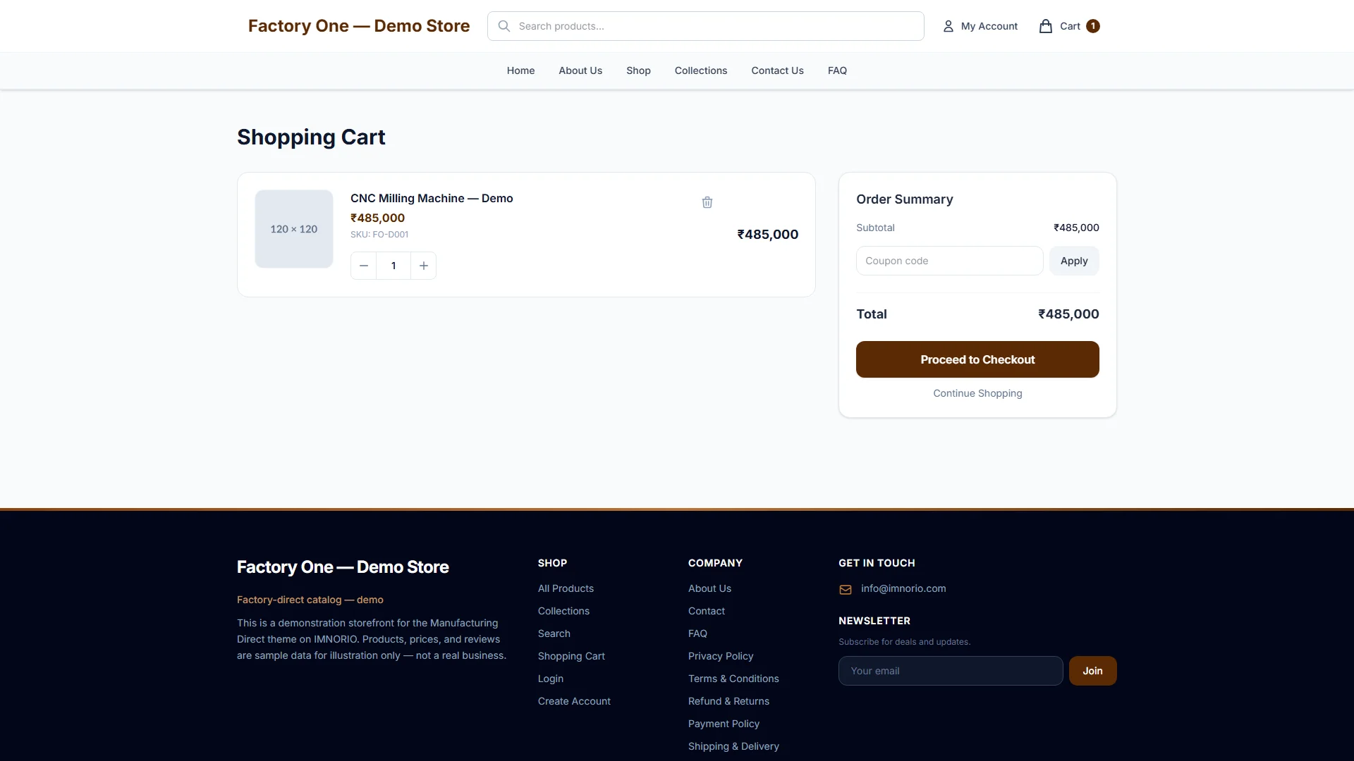 Factory One cart preview