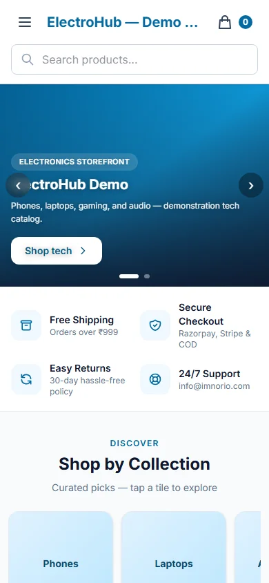 ElectroHub mobile preview
