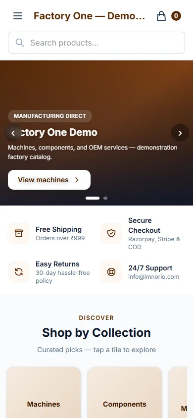 Factory One mobile preview