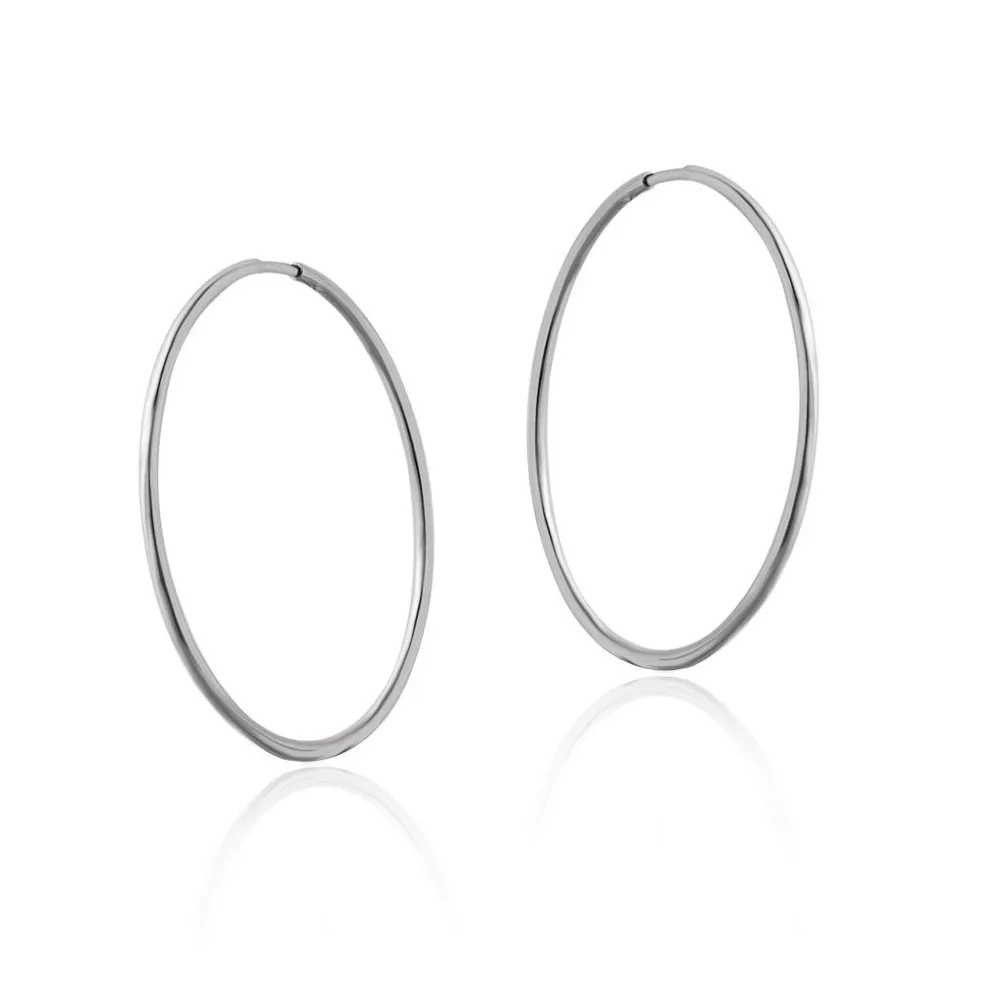Silver Hoop Earrings — Silver